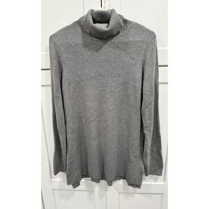 Orvis Womens Ribbed Turtleneck Sweater,‎ Long Sleeve Gray Pullover Top, Size L